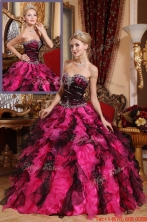 Classical Beading and Ruffles Quinceanera Gowns in Black and Red QDZY689BFOR