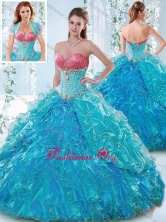 Elegant Beaded Bodice and Ruffled Sweetheart Detachable Quinceanera Dress SJQDDT542002FOR