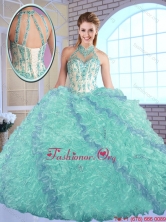 Elegant High Neck Quinceanera Dresses with Appliques and Ruffles SJQDDT146002FOR