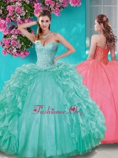 New Arrival Beaded and Ruffled Taffeta Sweet 16 Dress in Really Puffy SJQDDT643002FOR