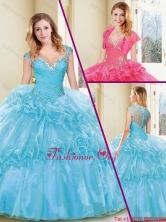 Fashionable Beading and Ruffles Quinceanera Dresses in Aqua Blue SJQDDT239002FOR