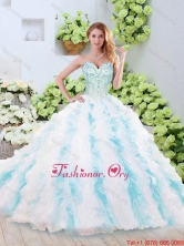 Fashionable Brush Train Quinceanera Gowns with Beading and Ruffles SJQDDT245002FOR