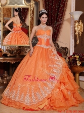 Gorgeous Orange Red Ball Gown Floor Length Quinceanera Dresses QDZY308AFOR