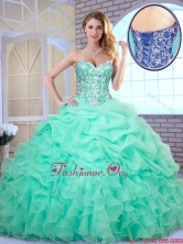 Hot Sale Apple Green Quinceanera Dresses with Beading and Ruffles SJQDDT163002FFOR