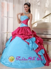 La Cabima Panama Aqua Blue and Hot Pink Quinceanera Dress in pick ups and bowknot for 2013 Graduation Style PDZY385FOR