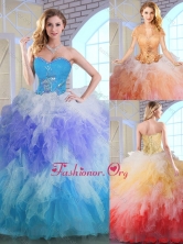 Latest Winter Appliques and Ruffles Quinceanera Dresses in Multi Color SJQDDT143002-1FOR