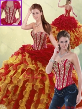 Luxurious Beading and Ruffles Quinceanera Dresses in Multi Color SJQDDT193002-3FOR