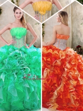 Luxurious Strapless Quinceanera Dresses with Sequins and Ruffles SJQDDT230002FOR