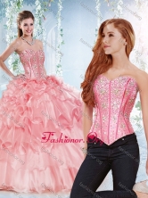 Modest Visible Boning Organza Detachable Quinceanera Dress with Beaded Bodice SJQDDT534002AFOR