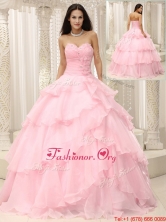 New Arrival Baby Pink Quinceanera Gowns with Beading and Ruffles MLXN911415BFOR