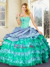 New Arrival Ball Gown Multi Color Quinceanera Dresses with Ruffled Layers SJQDDT362002-1FOR