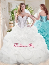 New Arrival Ball Gown Sweetheart Organza Beading and Bubbles Quinceanera Dress in White SJQDDT692002FOR