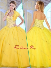 New Arrival Ball Gown Yellow Sweet 16 Gowns with Beading SJQDDT380002-1FOR
