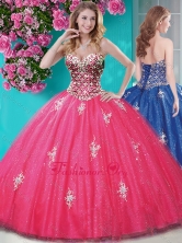 New Arrival Beaded and Appliques Tulle Quinceanera Gown with Really Puffy SJQDDT664002FOR