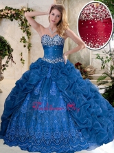 New Arrival Brush Train Quinceanera Dresses with Pick Ups and Embroidery  SJQDDT395002FOR