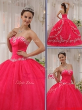 New Arrival Coral Red Quinceanera Gowns with Appliques QDZY566DFOR