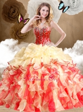 New Arrival Multi Color Sweet 16 Dresses with Beading and Ruffles SJQDDT487002-1FOR