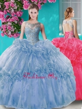 New Arrival Skirt See Through Beaded Bodice Quinceanera Dress with Scoop SJQDDT672002FOR