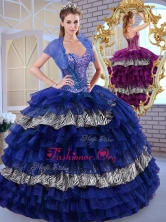 New Arrival Sweetheart Ball Gown Ruffled Layers and Zebra Quinceanera Dresses QDDTL1002-2FOR