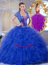 New Arrival Sweetheart Blue Quinceanera Dresses with Ruffles and Appliques  SJQDDT375002FOR