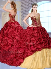 New Arrival Sweetheart Brush Train Pick Ups and Appliques Sweet 16 Dresses QDDTN1002FOR
