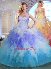 New Arrival Sweetheart Multi Color Quinceanera Dresses with Beading and Ruffles SJQDDT386002-1FOR