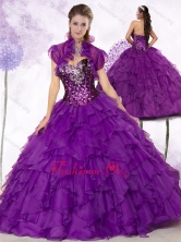 New Arrival Sweetheart Ruffles and Sequins Quinceanera Dresses in Purple  SJQDDT462002FOR