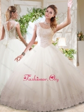 New Arrival Through Ball Gowns High Neck Lace Beaded Quinceanera Dress with Zipper Up SJQDDT690002FOR