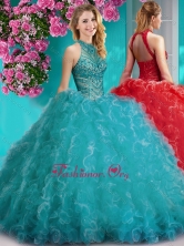 New Arrival Top Beaded and Ruffled Sweet 16 Dress with Puffy Skirt SJQDDT620002FOR