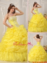 New Arrival Yellow Quinceanera Dresses with Beading and Ruffles QDZY054DFOR