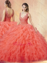 New Arrivals V Neck Sweet 16 Dresses with Ruffles and Appliques SJQDDT415002FOR