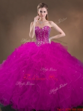 New Made Beaded and Ruffled Arrival Quinceanera Dresses in Hot Pink SWQD050MTMT-4FOR
