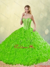 Popular Brush Train Quinceanera Dresses with Rolling Flowers SJQDDT196002-2FOR