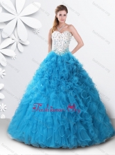 Princess Teal Quinceanera Dresses with Beading and Ruffles XFQD1031FOR