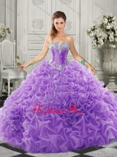 Simple Beaded and Ruffled Lace Up Sweetheart Quinceanera Gown in Organza SJQDDT520002-1FOR