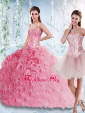 Visible Boning Rolling Flowers Detachable Quinceanera Gowns with Beaded Bodice SJQDDT530002AFOR