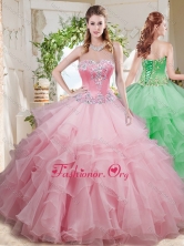 Wonderful Beaded and Ruffled Layer Big Puffy New Arrival Quinceanera Dresses in Baby PinkSJQDDT719002FOR