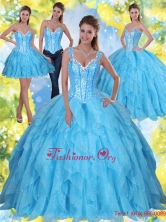 2015 Beautiful Beading and Ruffles Baby Blue Quinceanera Dresses with Sweetheart SJQDDT23001FOR