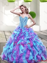 2015 Beautiful Sweetheart Multi Color Quinceanera Dresses with Beading and Ruffles QDDTA71002FOR