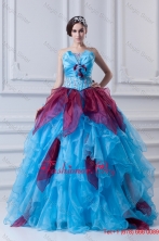 2015 Discount Ball Gown Strapless Beading Ruffles and Appliques Multi-Color Quinceanera Dress FVQD023FOR