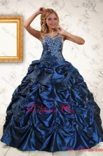 2015 Exclusive Appliques Navy Blue Quinceanera Dresses with Pick Ups XFNAO883FOR