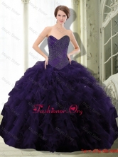 2015 Exclusive Dark Purple Quinceanera Dress with Beading and Ruffle QDDTC23002FOR