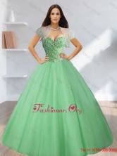 2015 Exclusive Sweetheart Beading Tulle Quinceanera Dresses in Light Green SJQDDT12002-1FOR