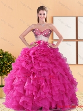 2015 Modest Sweetheart Quinceanera Dresses with Beading and Ruffles QDDTA50002-1FOR