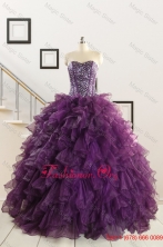 2015 New Style Purple Quinceanera Dresses with Beading and Ruffles FNAO698FOR