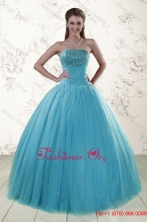 2015 New Style Sweetheart Baby Blue Quinceanera Dresses with Appliques XFNAO592FOR