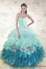 2015 Prefect Multi Color Quinceanera Dresses with Beading and Ruffles XFNAO5640FOR