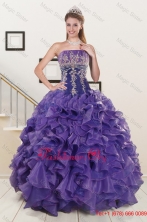 2015 Prefect Purple Quinceanera Dresses with Embroidery and Ruffles XFNAO6017FOR