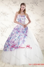 2015 Unique Puffy Multi-color Quinceanera Dresses with Beading XFNAO332FOR