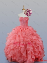 Beading and Ruffles Sweetheart Quinceanera Dresses for 2015 SWQD007FOR